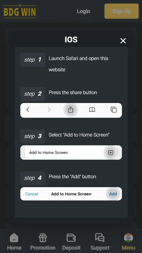 BDGWIN App ios install